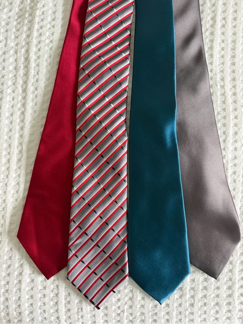 Bundle of Men's Ties - Red, Gray, Teal, and Striped
